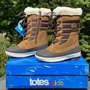 NEW Totes Kids Youth Unisex Waterproof Tan Winter Fur Casual Snow Boot - 13 , 1